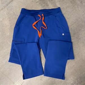 Figs Women's Blue Pants with Orange Accents